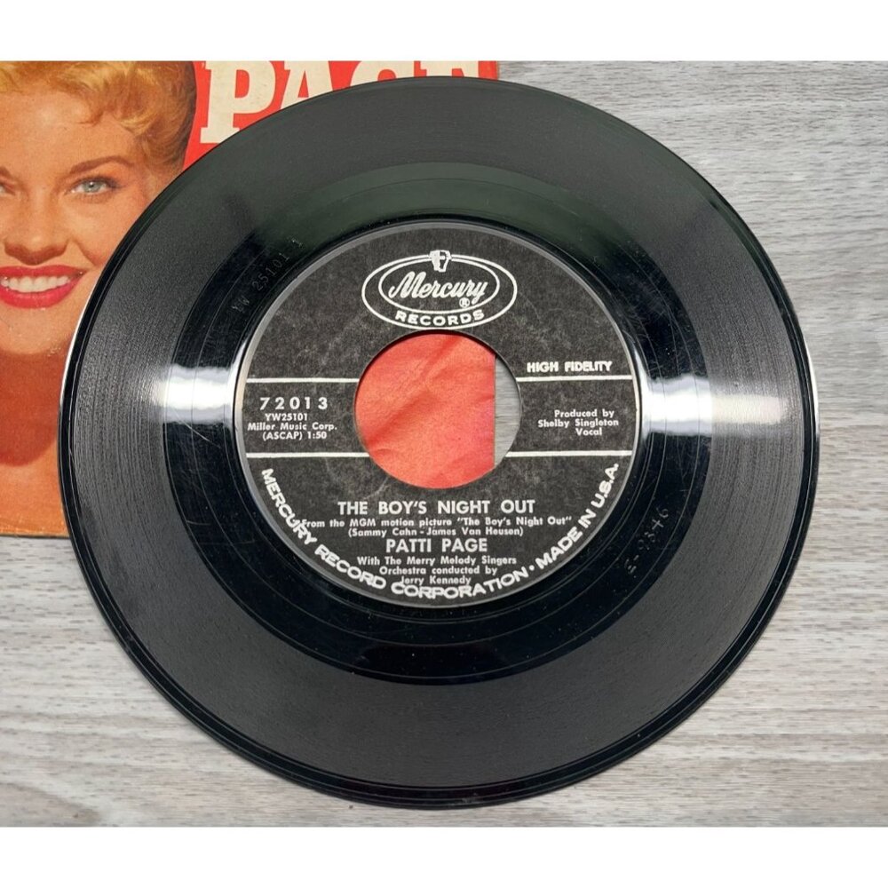 Patti Page Boys Night Out / Three Fools 45 Vinyl 60s Pop with Picture Sleeve - Picture 6 of 8